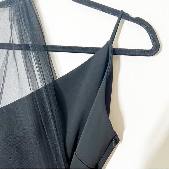 Cushnie Black Single Sleeve Mini Dress Tulle Overlay Size 0 - Picture 6 of 9